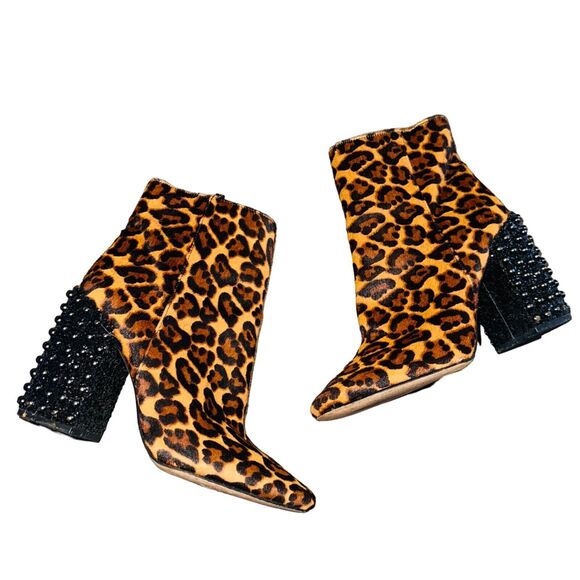 Jessica Simpson Leopard Wexton Studded Block-Heel Booties Size 6 - Picture 3 of 14